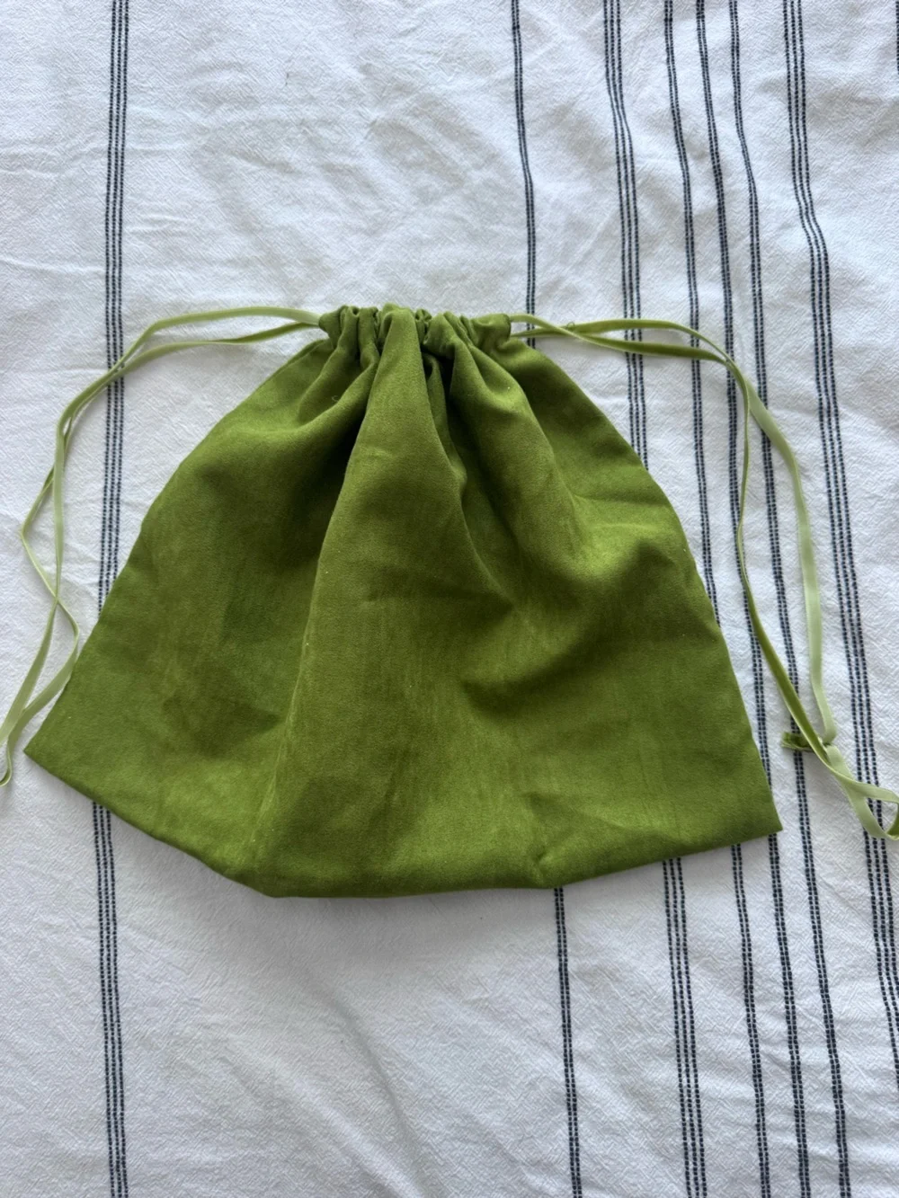 Tory Burch Olive Suede Drawstring Pouch